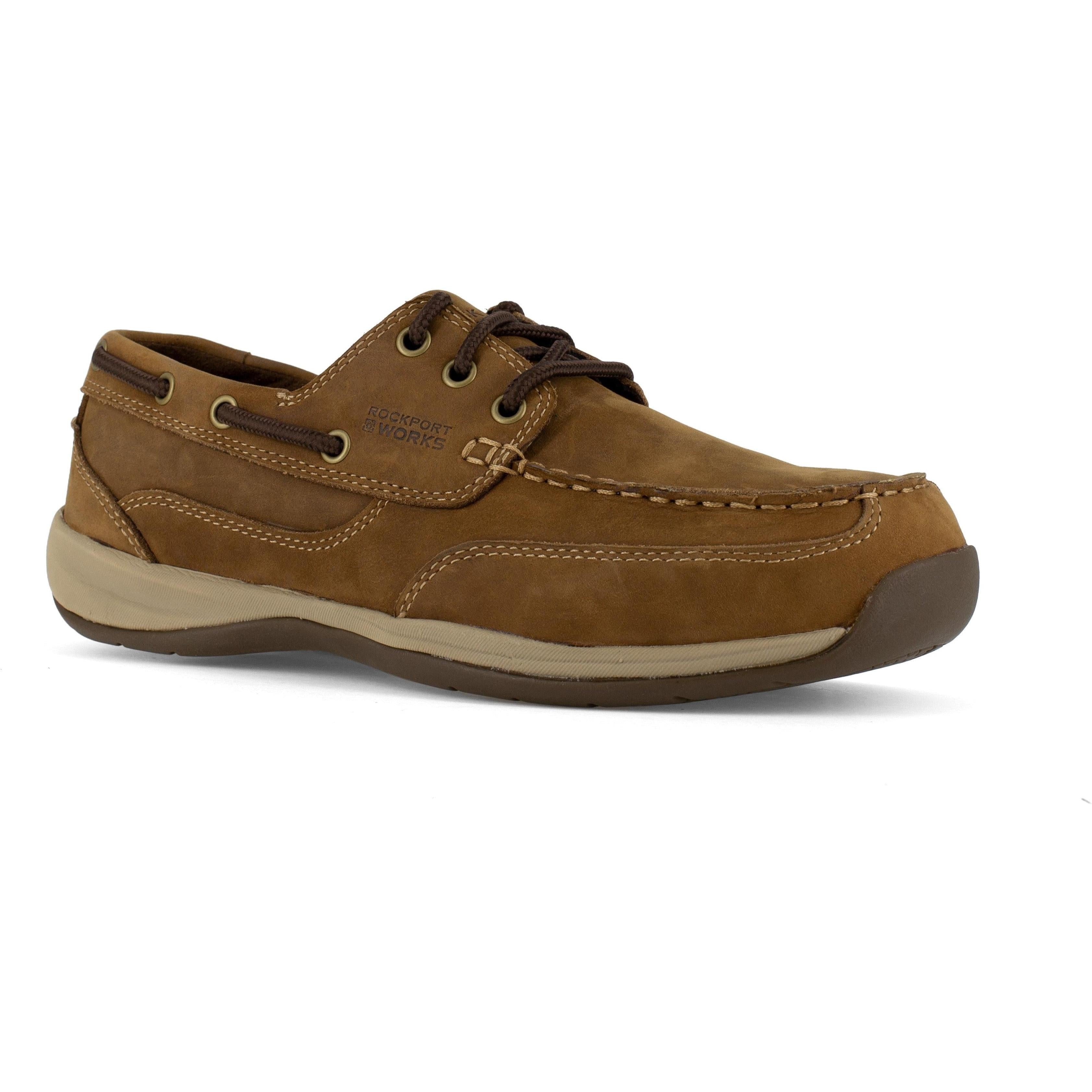 Rockport Men's Sailing Club Steel Toe Three Eye Tie Boat Shoe- Brown- RK6736 6 / Medium / Brown - Overlook Boots