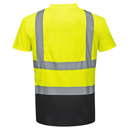 Portwest Hi-Vis Two-Tone Contrast T-Shirt - Yellow/Black - S378 - Overlook Boots