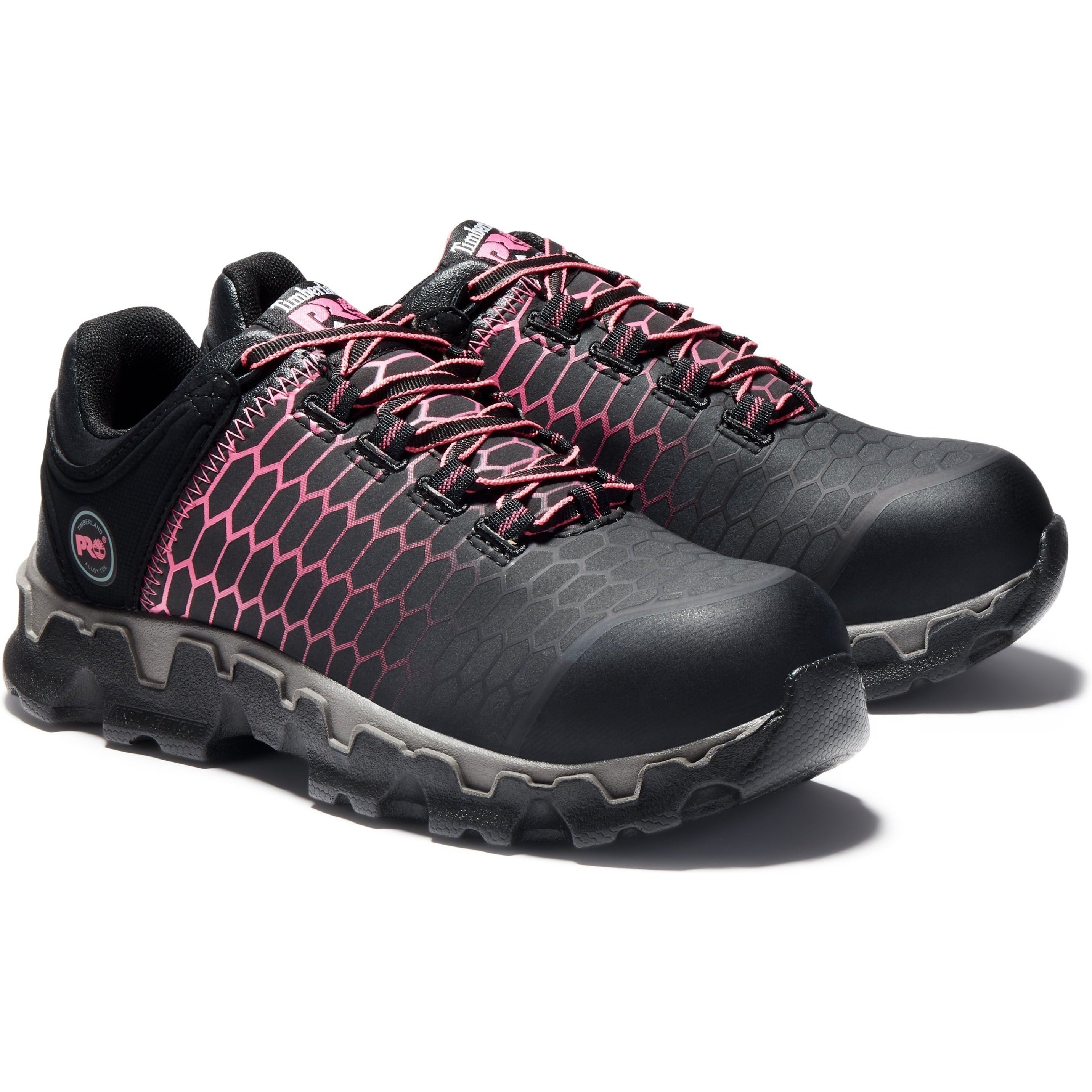 Timberland PRO Women's Powertrain Alloy Toe EH Work Shoe TB1A1I5Q001 5.5 / Medium / Black/Pink - Overlook Boots