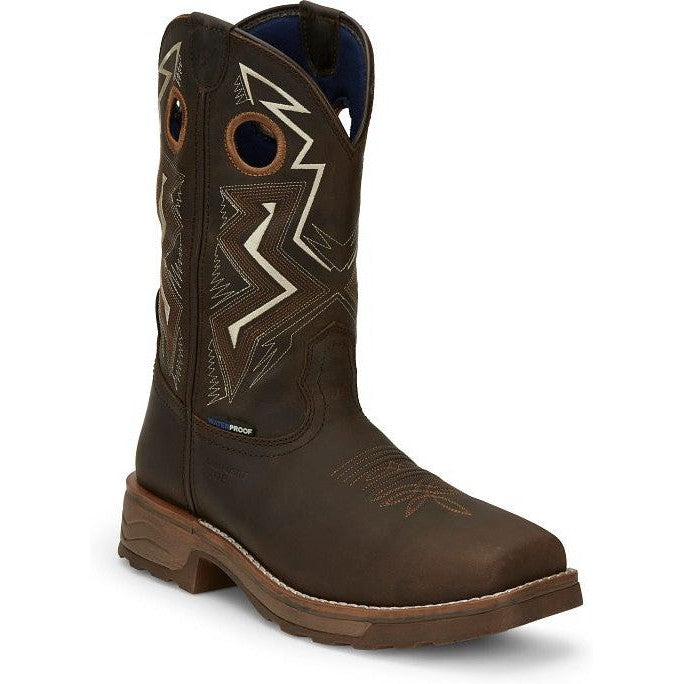 Tony Lama Men's Force 11" Wide Square Composite Toe Waterproof Western Work Boot -Brown- TW3403 8 / Medium / Brown - Overlook Boots