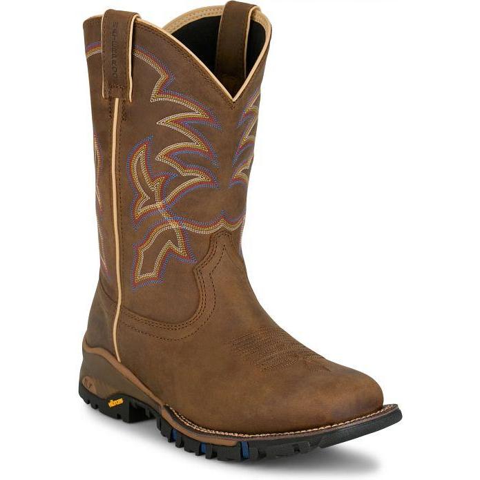 Tony Lama Men's Roustabout 11" Square Toe Waterproof Work Boot- Tan- TW5021 7 / Medium / Tan - Overlook Boots