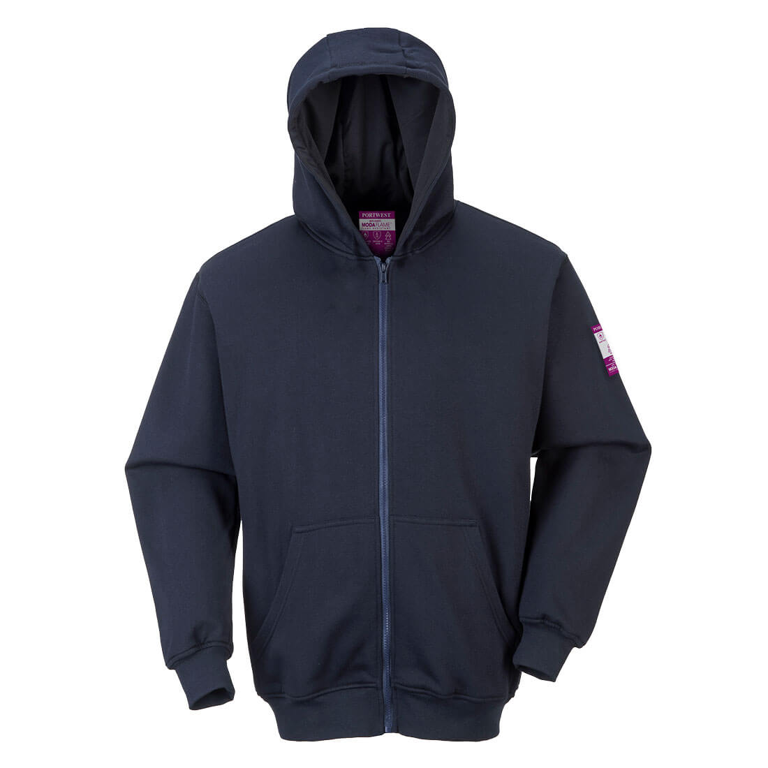 Portwest Modaflame Knit Zipper-Front Hooded FR Sweatshirt - Navy - UFR81 M - Overlook Boots