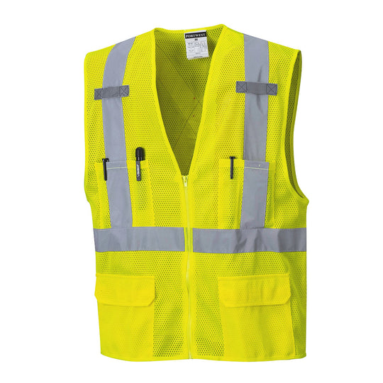 Portwest Atlanta Hi-Vis X Back Executive Vest - Yellow - 12 Pack - US370 M - Overlook Boots