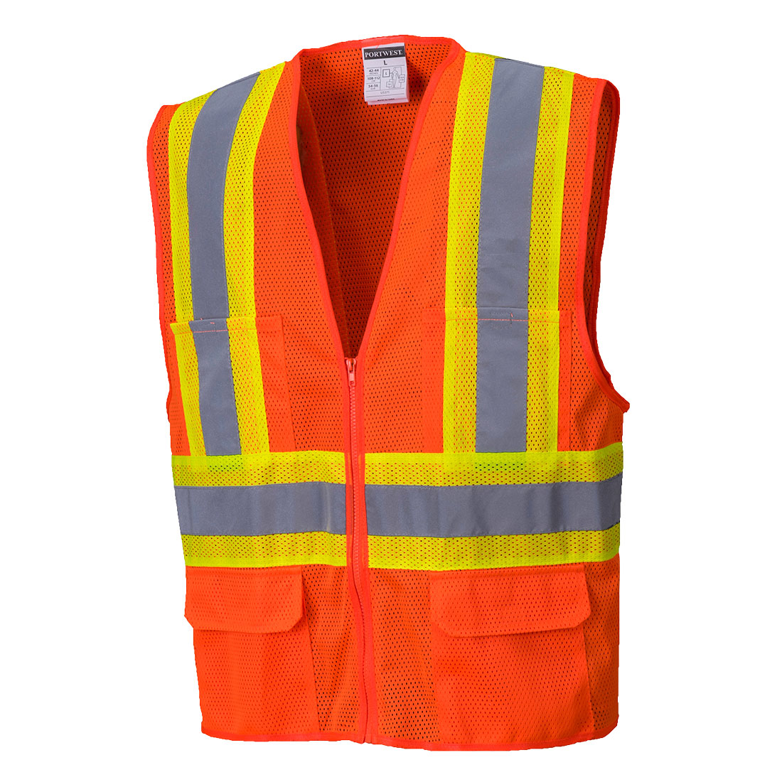Portwest Tulsa Hi-Vis Mesh Executive Vest - Orange - 12 Pack - US371 M - Overlook Boots