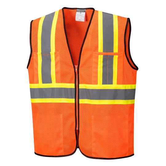 Portwest Frisco Hi-Vis Mesh Executive Vest - Orange - 12 Pack - US381 M - Overlook Boots