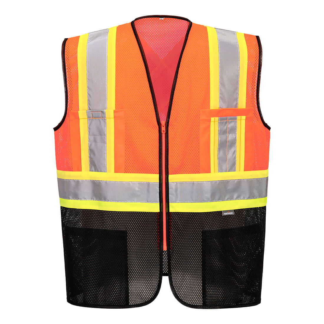 Portwest Frisco Hi-Vis X Back Contrast Executive Vest - Orange/Black - 12 Pack - US395 S - Overlook Boots