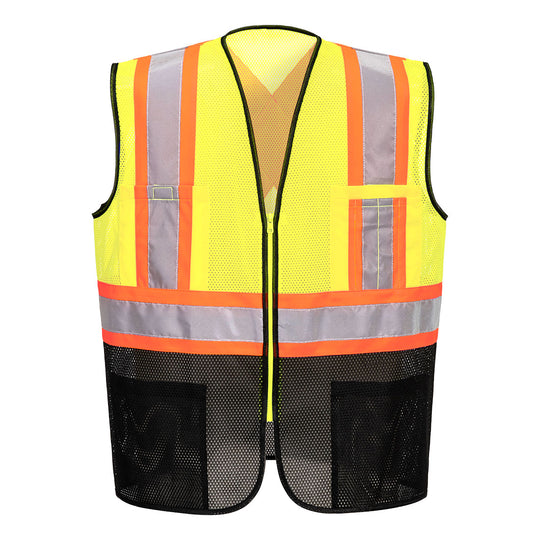 Portwest Frisco Hi-Vis X Back Contrast Executive Vest - Yellow/Black - 12 Pack - US395 S - Overlook Boots
