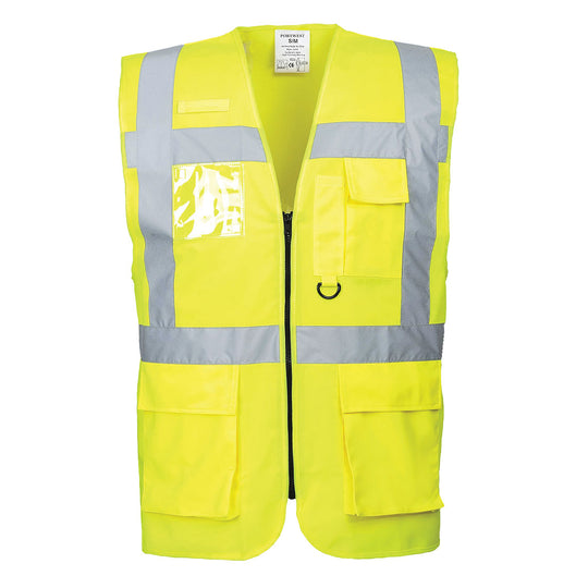 Portwest Berlin Hi-Vis Executive Vest - Yellow - 12 Pack - US476 S - Overlook Boots