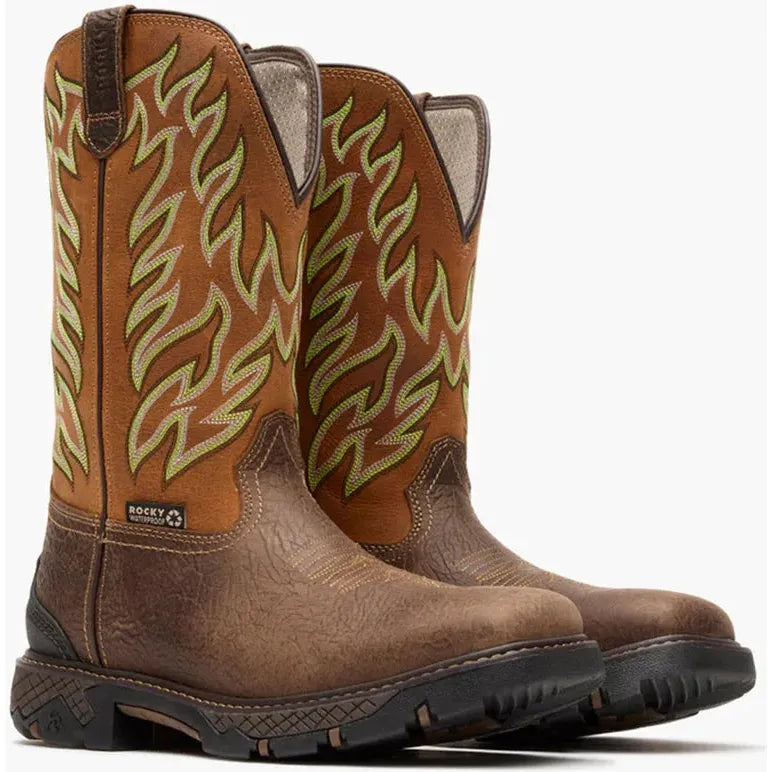 Rocky Men's Ironhawk 12" Square Toe WP Western Boot- Brown- RKW0469 - Overlook Boots