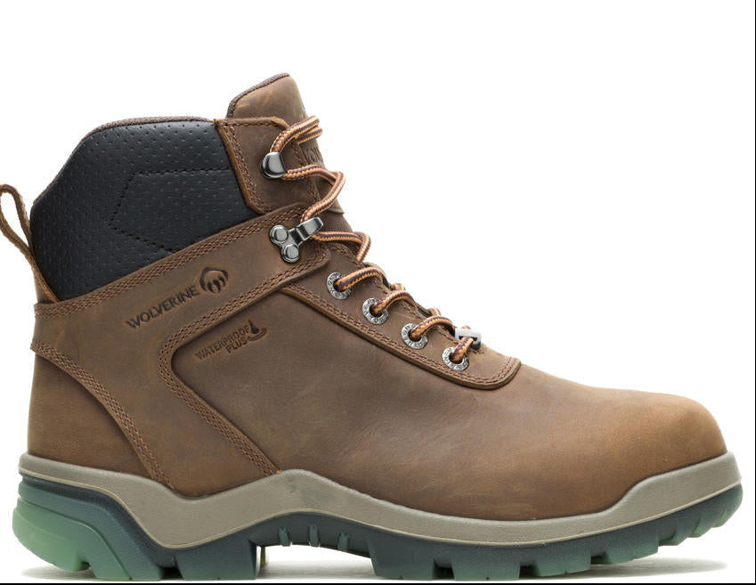 Wolverine Men's Vantage Ft 6" Comp Toe Waterproof CarbonMax Work Boot W261054 7.0 / Medium / Dark Brown - Overlook Boots