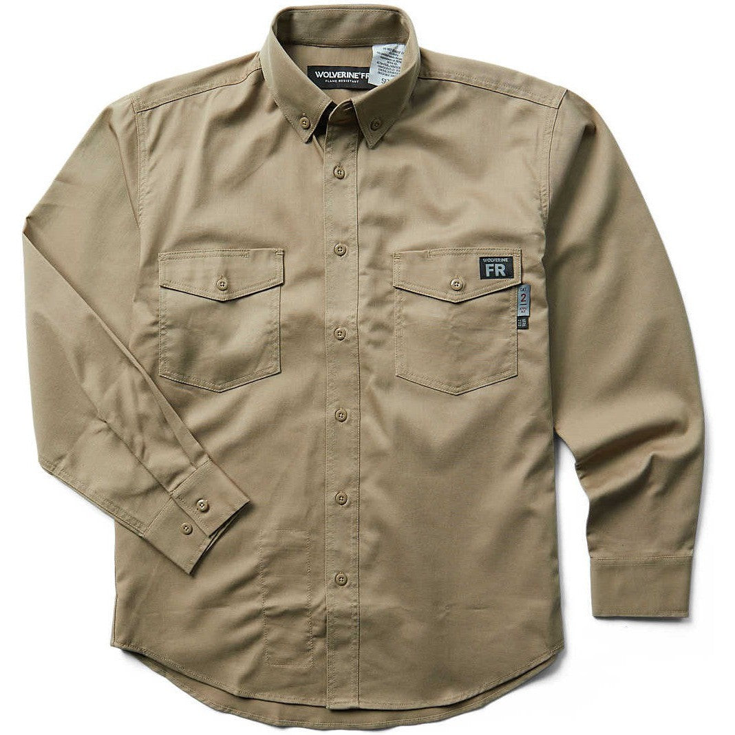 Wolverine Men's Flame Resistant Twill Long Sleeve Shirt - Khaki - W1203320-236 Small / Khaki - Overlook Boots