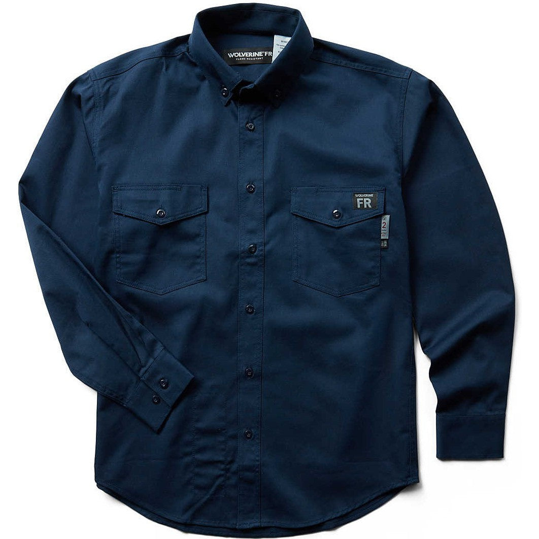 Wolverine Men's Flame Resistant Twill Long Sleeve Shirt - Navy - W1203320-417 Small / Navy - Overlook Boots
