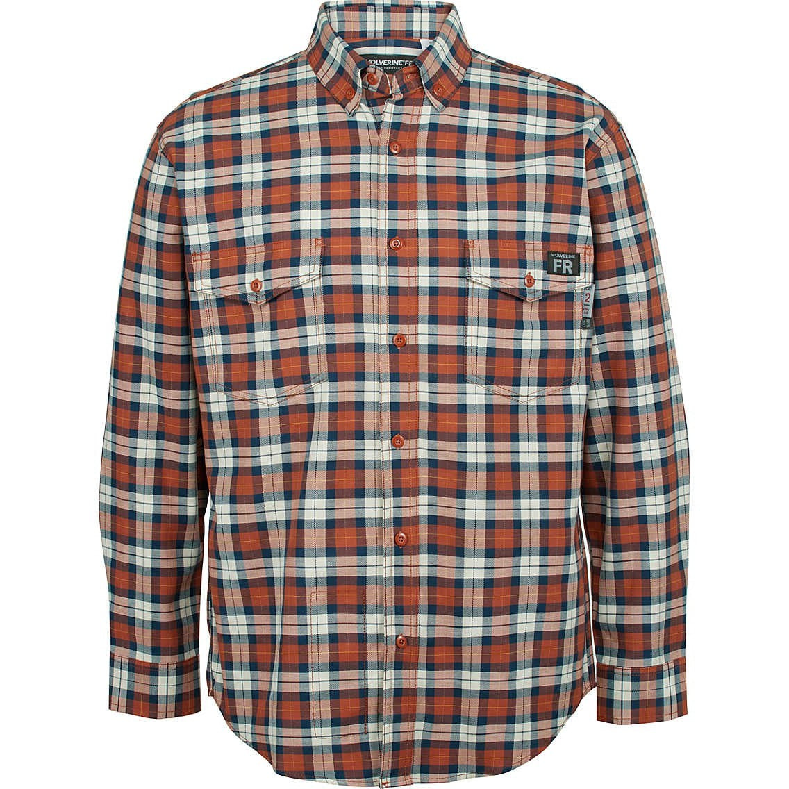 Wolverine Men's Flame Resistant Plaid Long Sleeve Twill Shirt - Russet - W1203980-607 Small / Russet Plaid - Overlook Boots