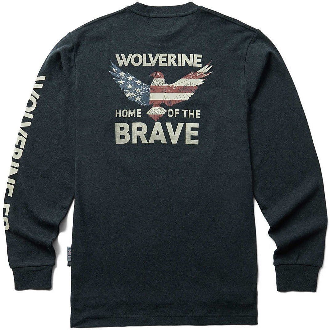 Wolverine Men's Flame Resistant Long Sleeve Print Tee - Grey - W1206550-029 - Overlook Boots