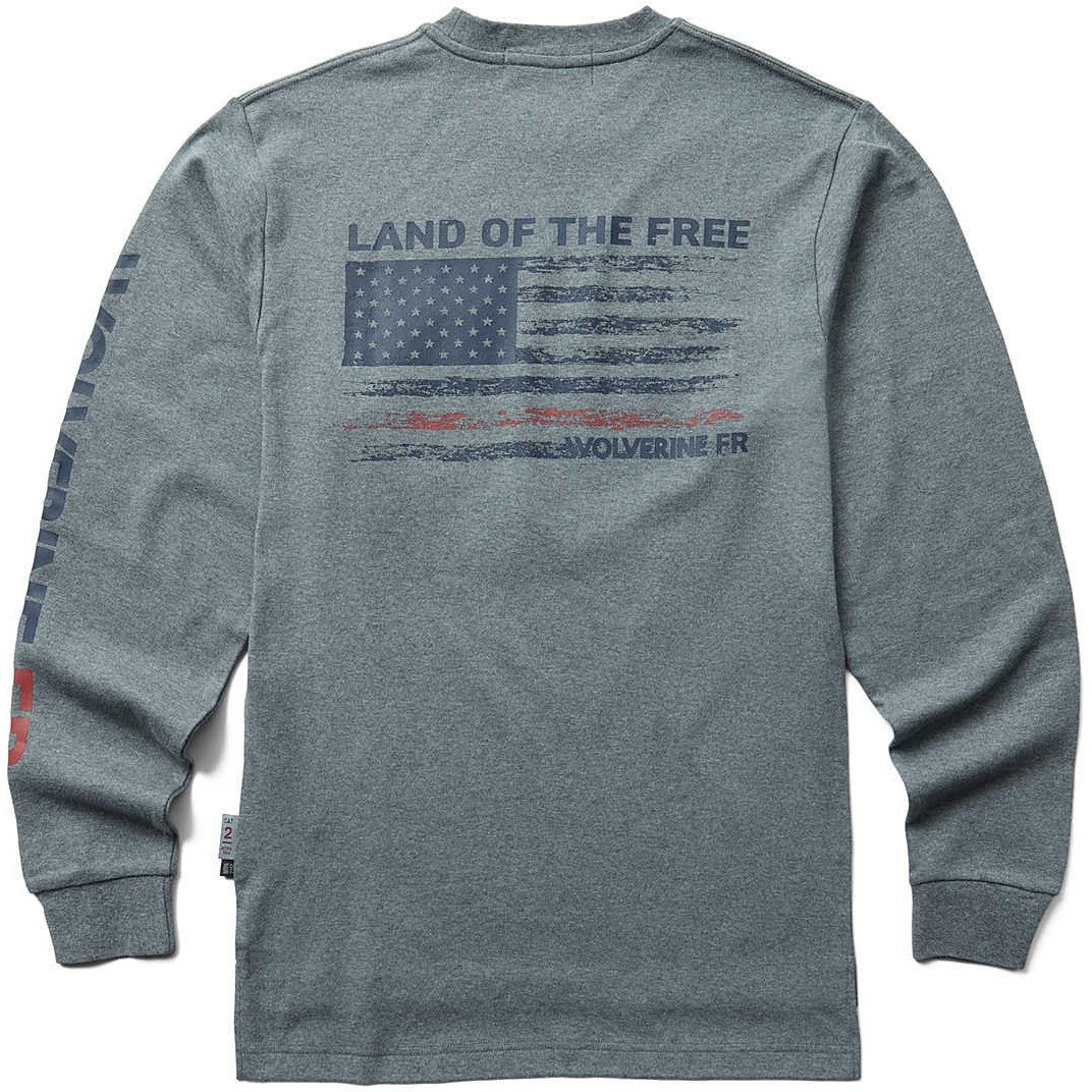 Wolverine Men's Flame Resistant Long Sleeve Print Tee - Grey - W1206550-036 - Overlook Boots