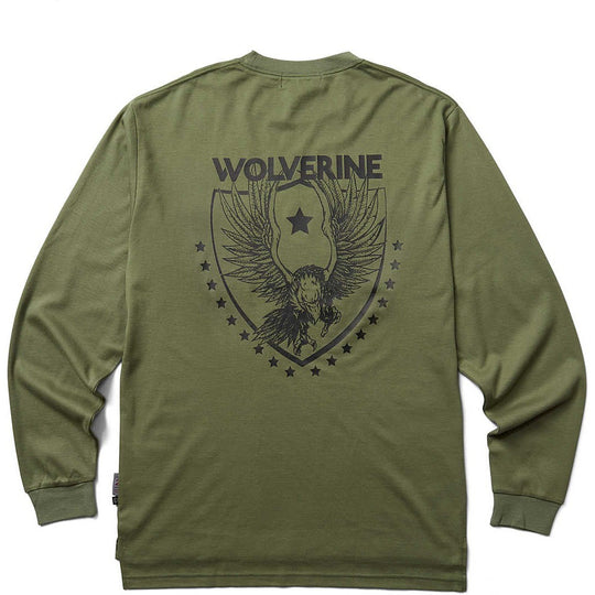 Wolverine Men's Flame Resistant Long Sleeve Print Tee - Moss - W1206550-321 - Overlook Boots