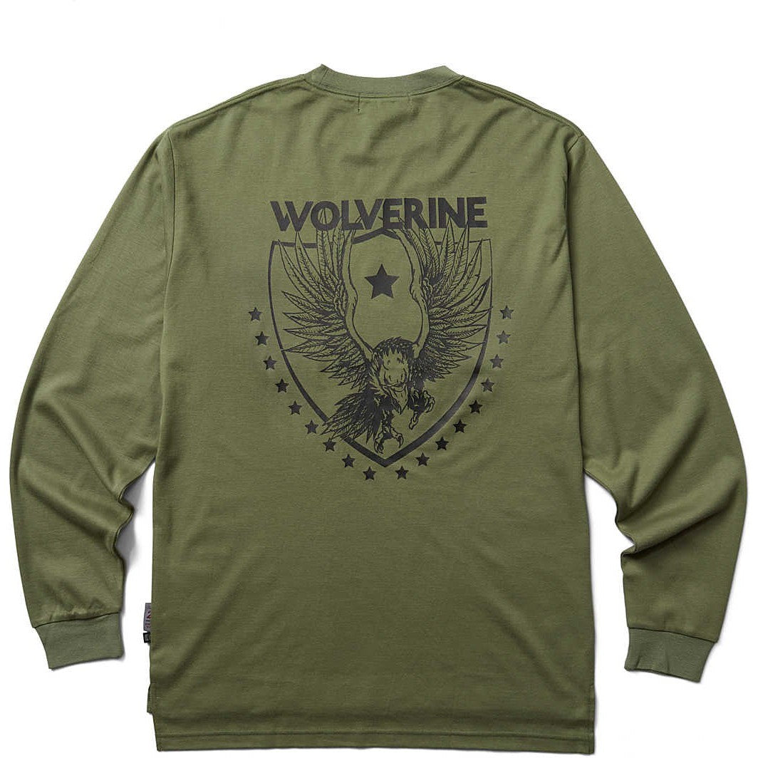 Wolverine Men's Flame Resistant Long Sleeve Print Tee - Moss - W1206550-321 - Overlook Boots