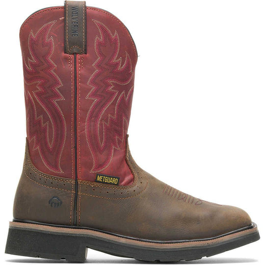 Wolverine Men's Rancher Steel Toe Waterproof Met Guard Wellington Western Work Boot - Brown/Red - W10929 - Overlook Boots