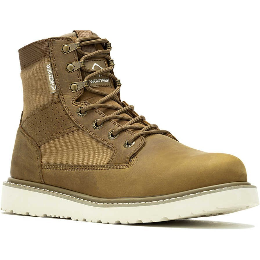 Wolverine Men's Trade Canvas 6" Soft Wedge Unlined Work Boot- Coyote- W240014 - Overlook Boots