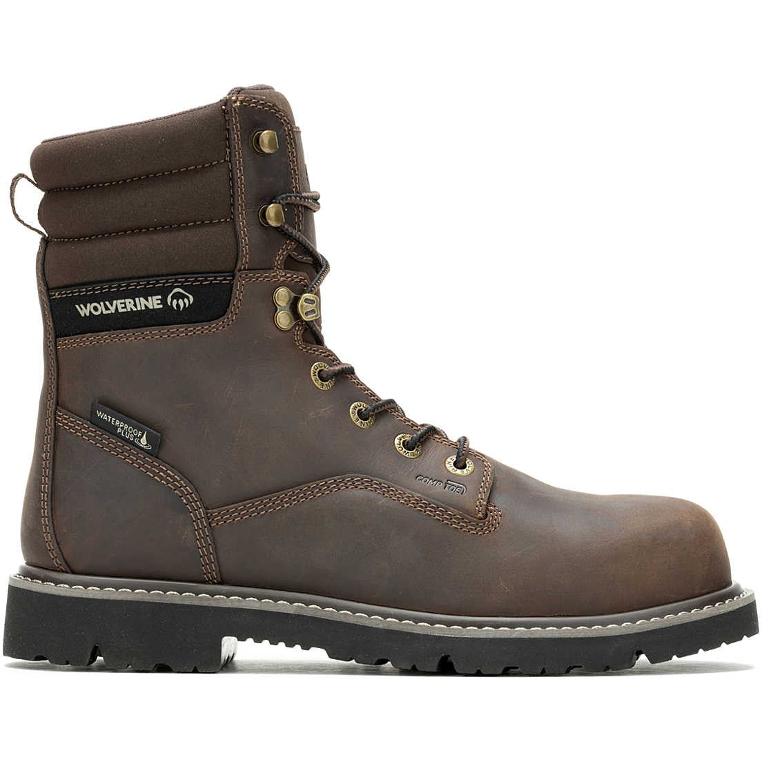 Wolverine Men's Revival 8" Composite Toe Waterproof Work Boot- Brown- W241019 7 / Medium / Dark Brown - Overlook Boots