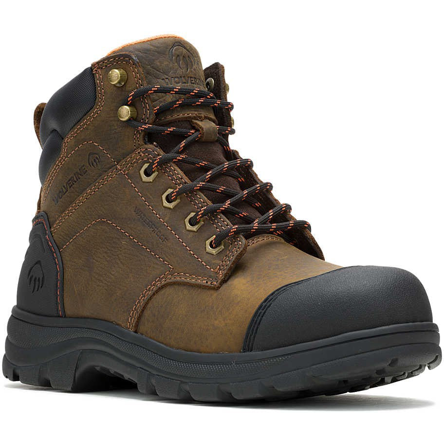 Wolverine Men's Carlsbad 6" Cap Steel Toe Waterproof Work Boot -Brown- W241079 7 / Medium / Brown - Overlook Boots