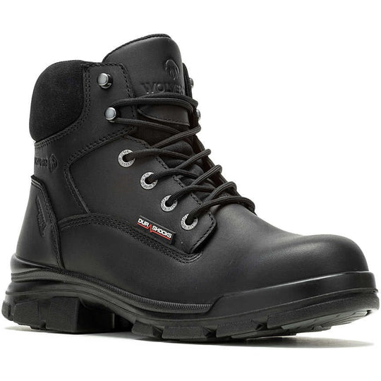Wolverine Men's Durashocks Slip Resistant Icon 6" Composite Toe Waterproof Work Boot -Black- W241098 7.0 / Medium / Black - Overlook Boots