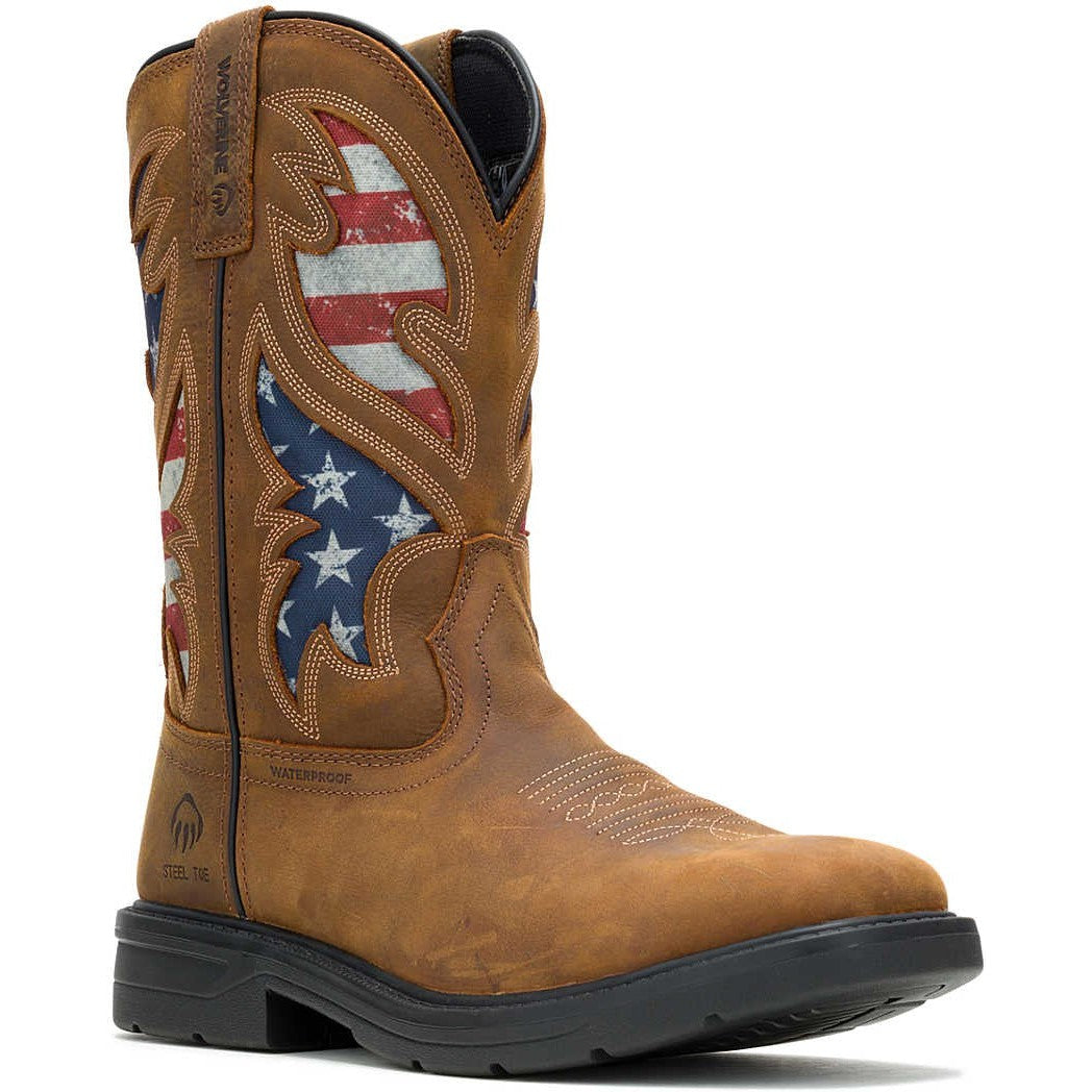 Wolverine Men's Rancher Flag Steel Toe Waterproof Western Work Boot -Brown- W241181 7 / Medium / Brown - Overlook Boots