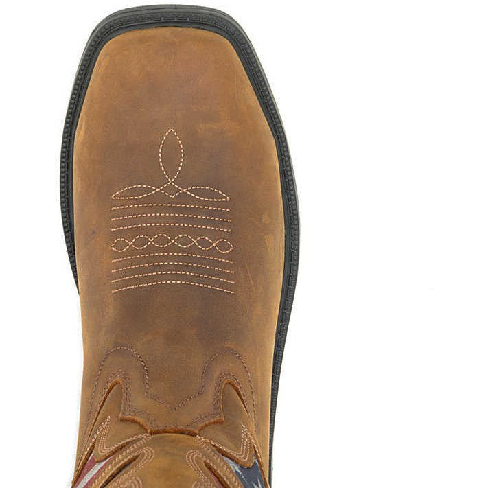Wolverine Men's Rancher Flag Steel Toe Waterproof Western Work Boot -Brown- W241181 - Overlook Boots
