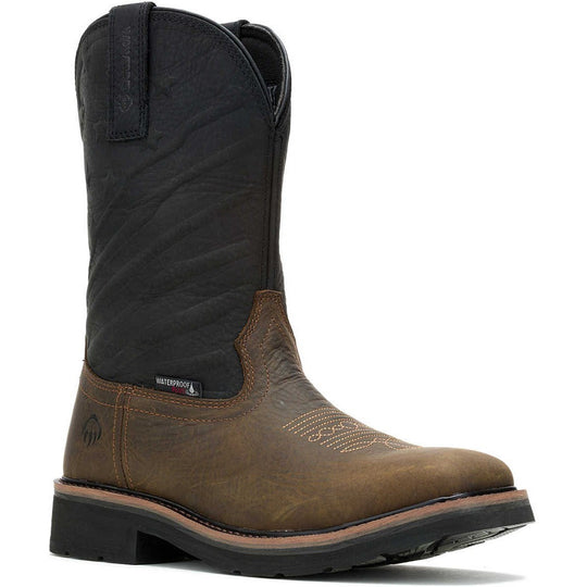 Wolverine Men's Rancher Flag Lx Steel Toe Waterproof Western Work Boot -Black- W241185 7.0 / Medium / Black - Overlook Boots