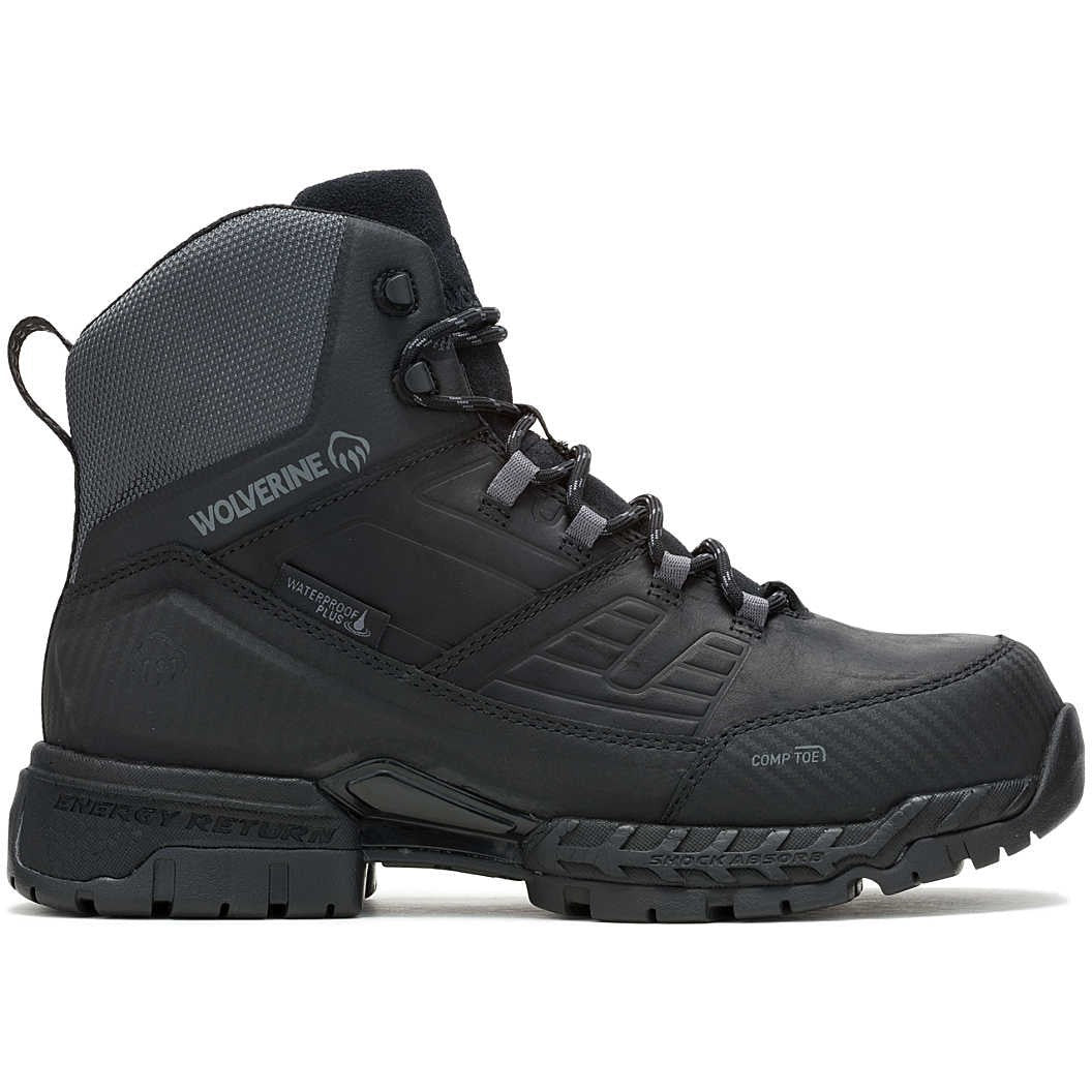 Wolverine Men's Surge Lx 6" Safety Toe Waterproof Composite Toe Work Boot -Black- W241187 - Overlook Boots