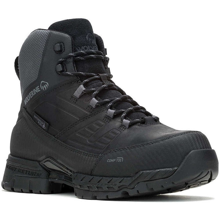 Wolverine Men's Surge Lx 6" Safety Toe Waterproof Composite Toe Work Boot -Black- W241187 7 / Medium / Black - Overlook Boots