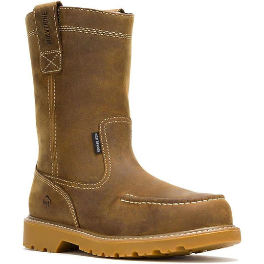 Wolverine Men's Floorhand Moc Toe Waterproof Pull On Wellington Work Boot - Wheat - W250029 7.0 / Medium / Wheat - Overlook Boots