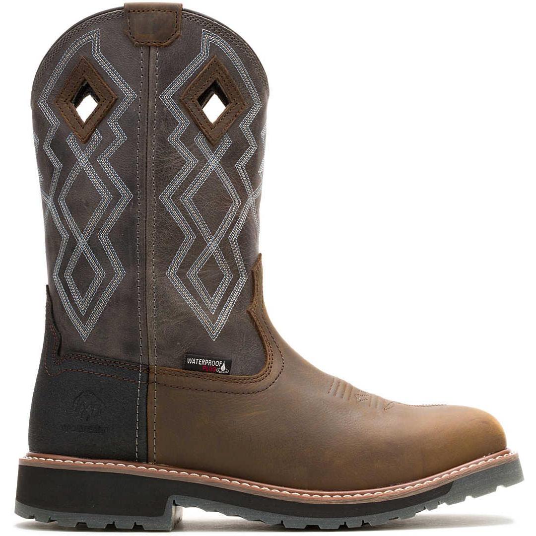 Wolverine Men's Rancher Pro Soft Toe Waterproof Pull On Western Work Boot- Titanium - W250030 - Overlook Boots