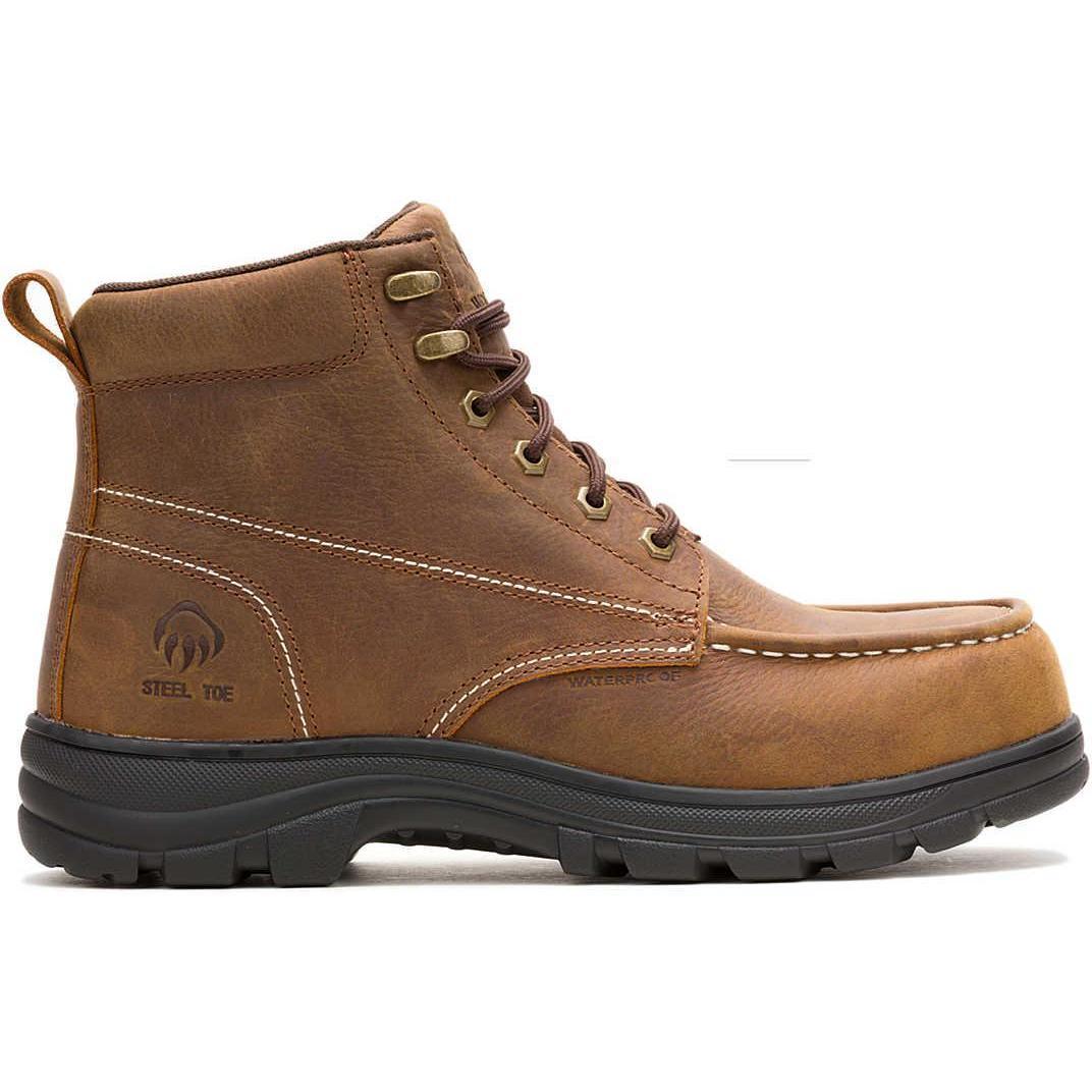 Wolverine Men's Carlsbad 6" Moc Toe Steel-Toe Waterproof Work Boot - Brown - W251003 - Overlook Boots