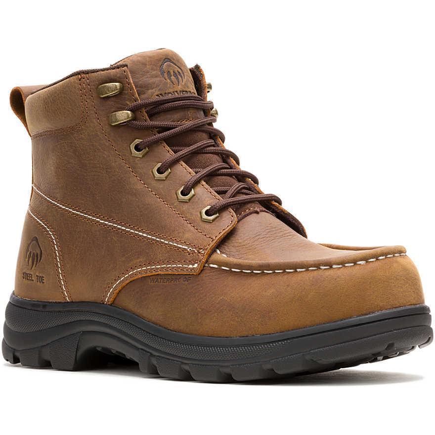 Wolverine Men's Carlsbad 6" Moc Toe Steel-Toe Waterproof Work Boot - Brown - W251003 7 / Medium / Sudan Brown - Overlook Boots
