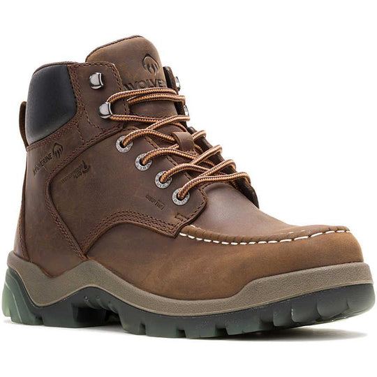 Wolverine Men's Vantage Ft 6" Moc Toe Waterproof Carbonmax Work Boot - Brown - W251007 7.0 / Medium / Dark Brown - Overlook Boots