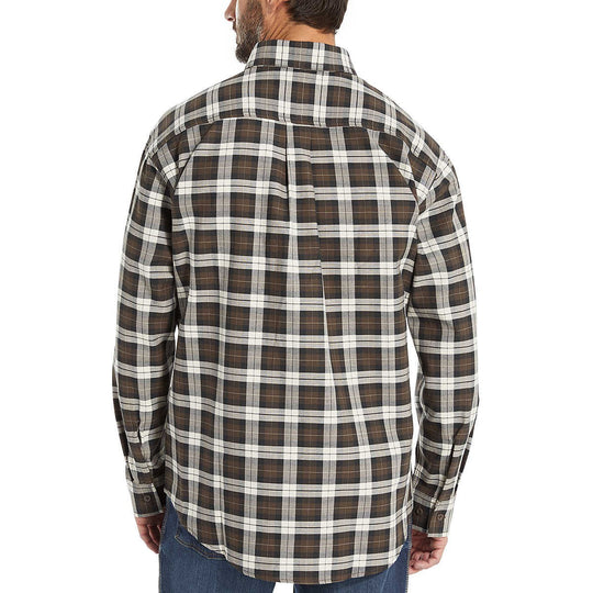Wolverine Men's Flame Resistant Plaid Long Sleeve Twill Shirt - Espresso - W1203980-206 - Overlook Boots