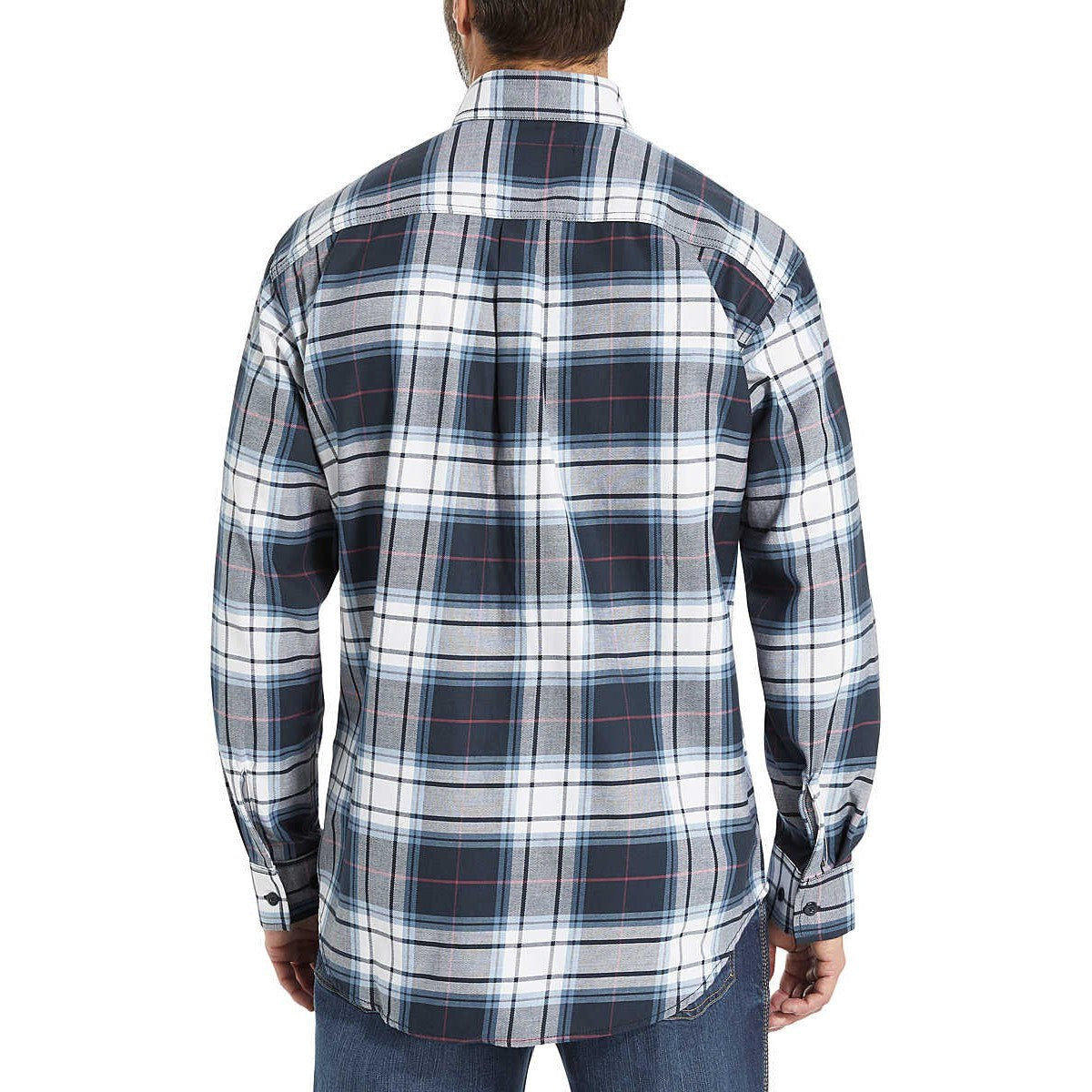 Wolverine Men's Flame Resistant Plaid Long Sleeve Twill Shirt - Navy - W1203980-417 - Overlook Boots