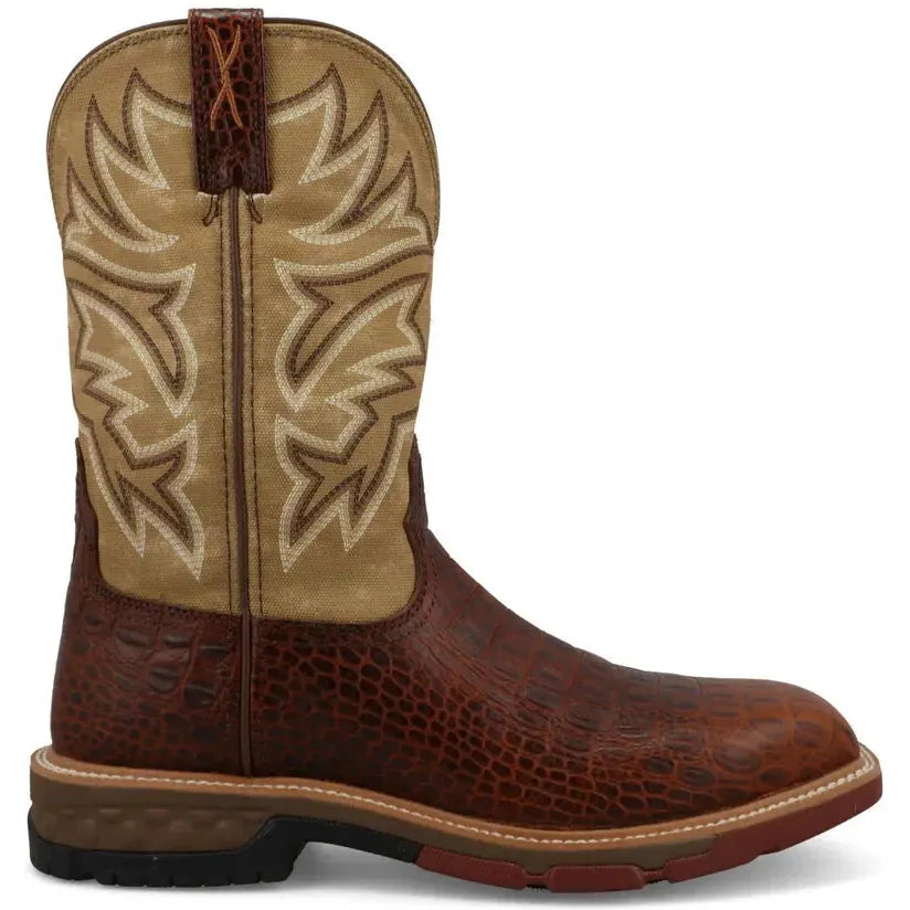 Twisted X Men's 11" Square Toe Pull On Western Work Boot - Ginger - MXBA008