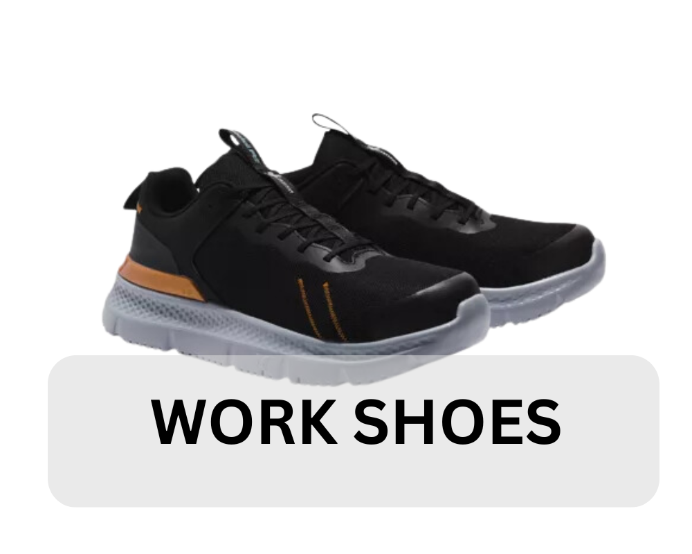 a pair of black work shoes