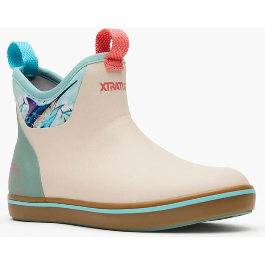 Xtratuf Women's Guy Harvey 6" Waterproof Ankle Deck Boot - White - XWABGH10 5.0 / Medium / Bone White Marlin - Overlook Boots