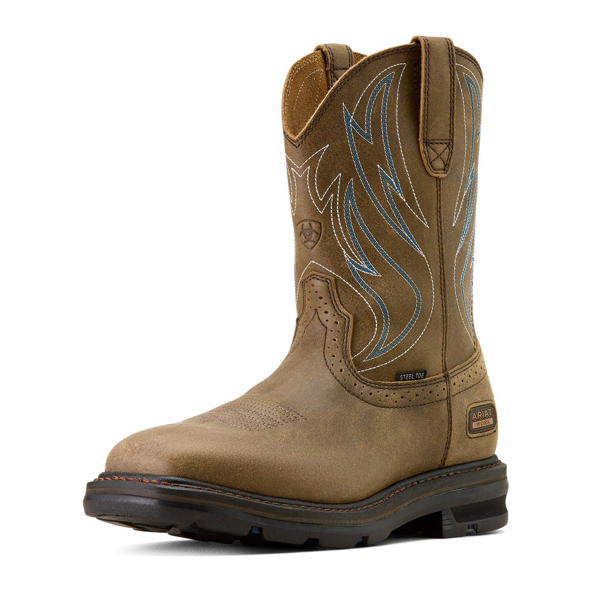 Ariat Men's Sierra Shock Shield 10" Steel Toe Western Work Boot - Brown Bomber - 10077013 7 / Medium / Brown Bomber - Overlook Boots