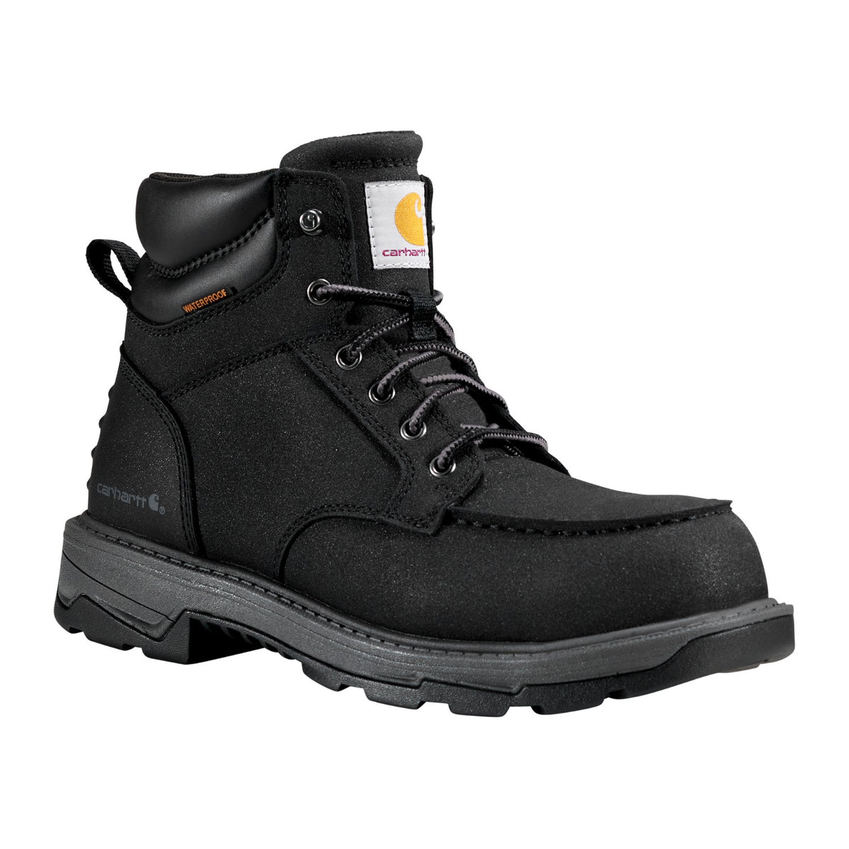 Carhartt Men's Hamilton 6" Waterproof Composite Moc Toe Work Boot - Black - FL6331-M - Front Angle - Overlook Boots