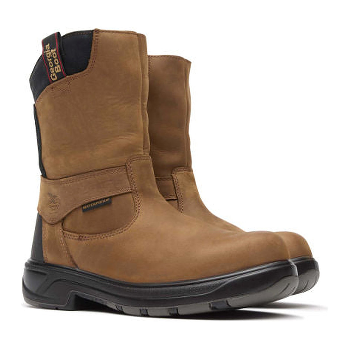 Georgia Men's FLXpoint 10" Composite Toe Waterproof Wellington Work Boot - Brown - G5644 8 / Medium / Brown - Overlook Boots