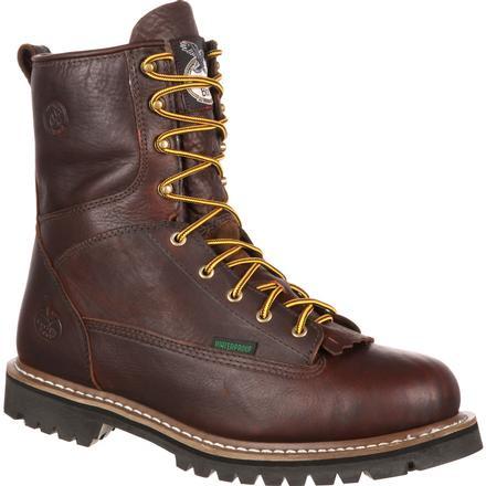 GEORGIA BOOT 8M USA BROWN LEATHER LACE UP KILTIE WESTERN TRUCKER FARM BOOTS s-l400.jpg main image 4
