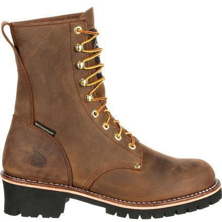Georgia Men's 8" Waterproof Steel Toe Insulated Logger Work Boot - Brown - GB00065 - Overlook Boots