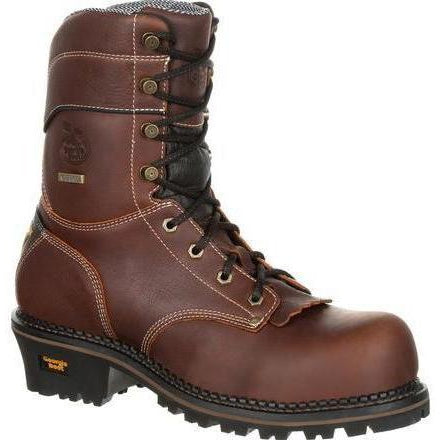 Georgia Men's Amped Lightweight Logger Composite Toe Waterproof Work Boot - Brown - GB00236 8 / Medium / Brown - Overlook Boots