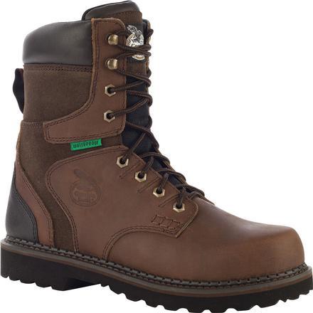 Georgia Men's Brookville 8" Steel Toe Waterproof Work Boot - Brown - G9334 8.0 / Medium / Dark Brown - Overlook Boots