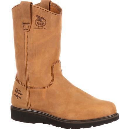 Georgia Men's Farm and Ranch Wellington Wedge Work Boot - Brown - G4432 7.5 / Medium / Brown - Overlook Boots