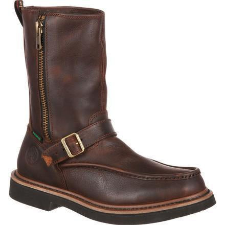 Georgia Men's Side Zipper Waterproof Wellington Work Boot - Brown - G4